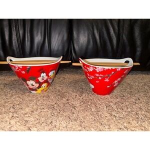 Disney Mickey Mouse & Friends Ramen Bowl Set‎ with Chopsticks Red
